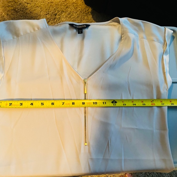 Express Short Sleeve Satin Blouse - Picture 8 of 9